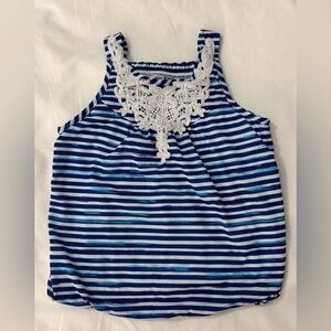 Epic Threads Blue and White Striped Tank with Lace Detail